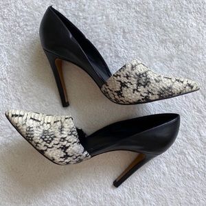 ALDO Black Cream Snakeskin Leather Pumps Size 6